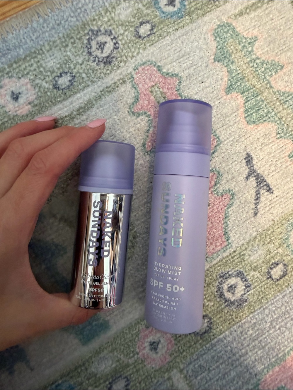 Naked Sundays Hydrating Glow Mist & Primer Duo in Lavender and Silver NWT